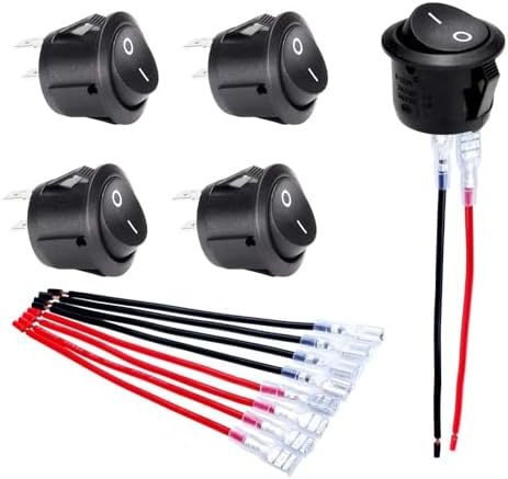 Unifizz ON Off Round Rocker Switches SPST 20mm Mini 12 Volt DC Mini ...