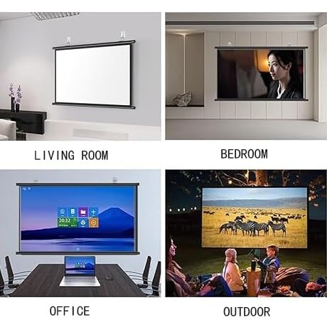 Pantalla Manual Proyector 72in 16:9 HD 4K para Cine en Casa miniatura 6