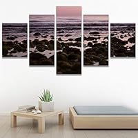 SIGNWIN 5 Panel Canvas Wall Art Aerial Beach Beach Coastal Cool Minimalism Multicolor Photography Relax/Calm for Home Decorations Ready to Hang - 60