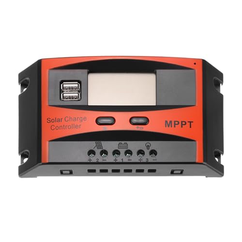 sourcing map 40A MPPT Solar Charge Controller Solar Panel Charger 12V 24V Auto Adaptation Intelligent Regulator with LCD Display Dual USB Port Timer Setting