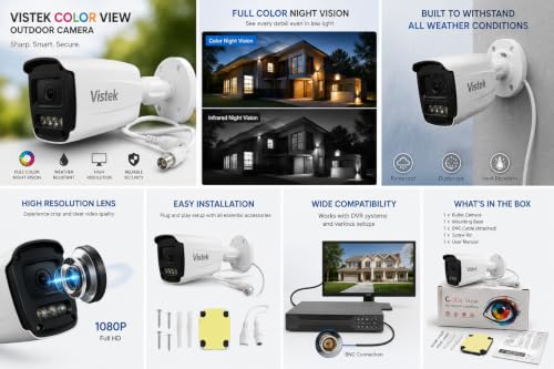 Image of UNICRON CCTV Bullet Outdoor Security Camera | 24x7 Color View | HD Camera with Human Detection, Built-in Microphone, Digital WDR, ONVIF Support | Two-Way Audio, Color Night Vision | Weatherproof