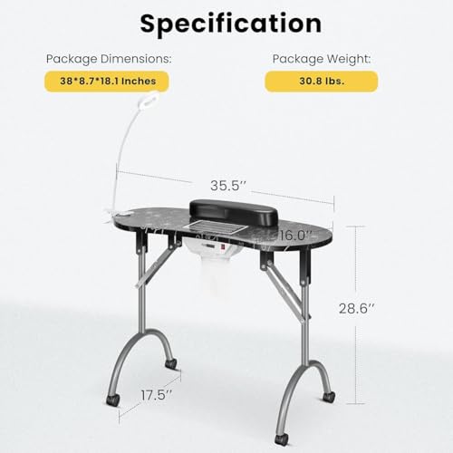 Station de manucure au salon avec table pliable et lampe LED - 2