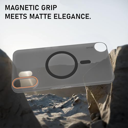 Image of Compatible for CMF by Nothing Phone 2 Pro Frosted Translucent Hard Back | Only Compatible with Wireless Magnetic Accessories | Thin and Slim Magnetic Back Cover (Black)