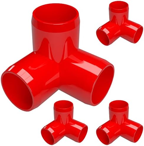 FORMUFIT 1-1/4" 3-Way Elbow, Furniture Grade PVC, Red, 4-Pack