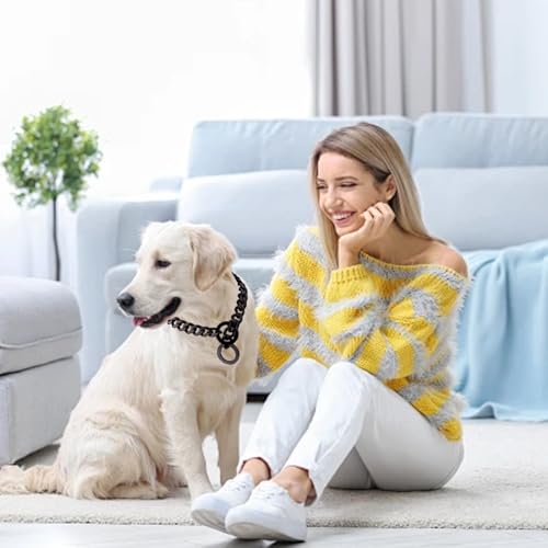 Collier en chaîne pour chien noir en acier inoxydable robuste de 34 pouces
