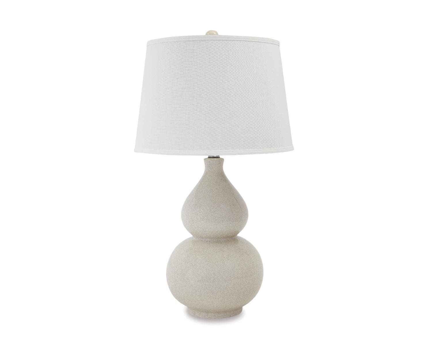 Signature Design by Ashley Saffi Transitional UL Listed Table Lamp with Fabric Shade and Double Gourd Base and 3-Way Switch, Ceramic, 29.75" High, Cream