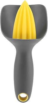Manual Hand Citrus Reamer, 2Pcs Ergonomic Manual Mini Lemon Squeezer Juicer Juice Head Optimized for Squeezing Oranges Grapefruits Lemons Black Grey