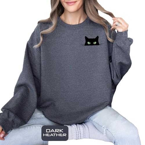 Peeking Black Cat Pocket Sweatshirt, Cute Men Women Kids Boys Girls Halloween Sweatshirt, Cat Lovers Gift Sweater, Halloween Cat Lovers Sweatshirt, Spooky Vibes Sweat, Spooky Season Sweat, Cute Halloween Cat Sweater3