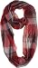 Vivian & Vincent Soft Light Elegant Solid Plaid Check Sheer Infinity Scarf Red