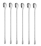 6 Pcs 12 Inch Bar Mixing Spoon Cocktail Spoon Stainless Steel Bar Long Spoon With Spiral Pattern