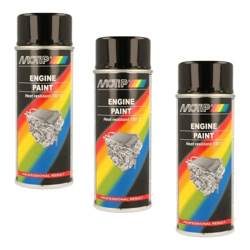 Motip Lot de 3 peintures moteur Noir 400 ml