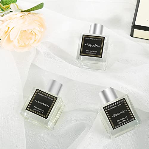 Nevaeheart Reed Diffuser Set, Gardenia/Freesia/Jasmine & Mint, 1.7Oz X 3 Packs Reed Diffuser, Oil Diffuser Sticks, Home Fragrance Products, Fragrance Diffuser With Gift Box #TOP6