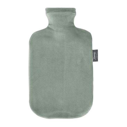 Fashy Wärmflasche 2,0 L mit Flauschbezug, grün