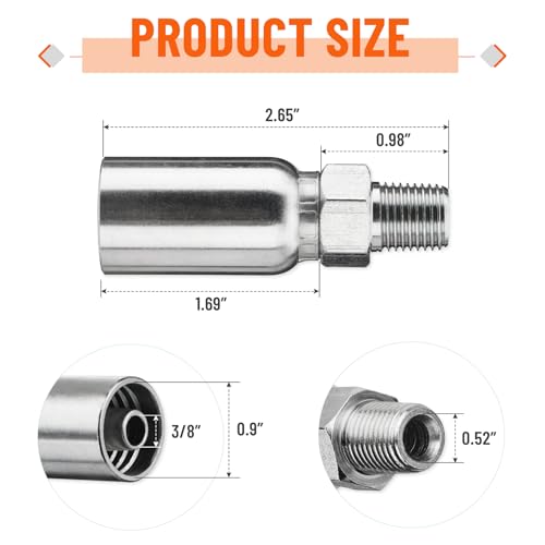 Image of 12 Pack 1 /4 inch NPTF Hydraulic Hose Fittings, 3 /8 inch I.D. Hose x 1 /4 inch NPTF Male with Protection Cover Hydraulic Hose End Crimp Fitting Kits