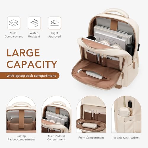 Mochila para portátil MDODO beige 15.6 pulg miniatura 3