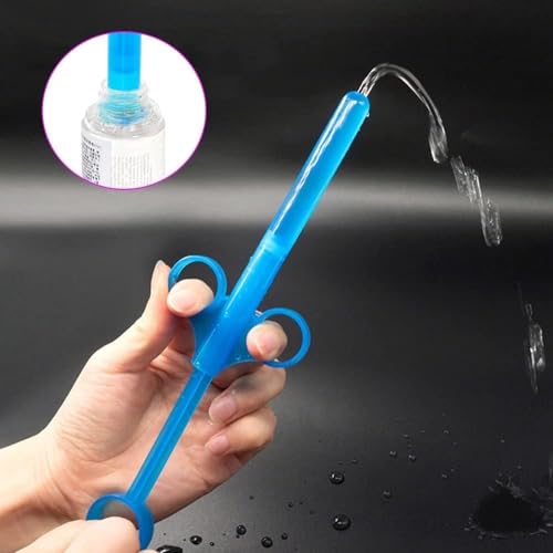Image of Lube Applicator for Women Man, 2PCS Injector with 10ml Scale Smooth Rounded Cap, Reusable, Easy to Clean (Blue-Red)
