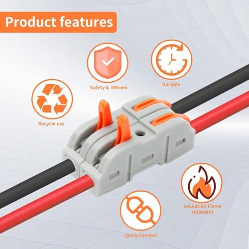 Image of XELYTON Wire Clip Connector, Universal Connection Terminals, Circuit Inline Splices Electric Connectors, Quick Connect & Freely Assemble Electrical Splicing Kit for Compact (1 In 1 Out, 50)