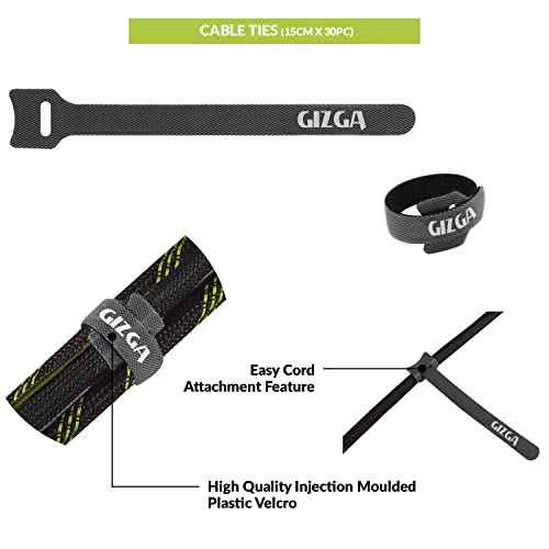 Image of Gizga Essentials Cable Organiser, Cord Management System for PC, TV, Home Theater, Speaker & Cables, Reusable Cable Organizer for Desk, 38cm*3 & Cable Organiser