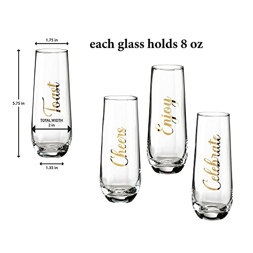 Lillian Rose Set Of 4 Stemless Champagne Glasses With Sayings #TOP1