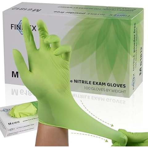 FINITEX Nitrile Disposable Latex-Free Gloves Green - 3.5mil 1000PCS Powder-Free Gloves Cleaning Medical Exam Food Gloves Cover