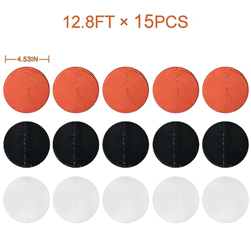 Image of 192 Ft Orange Black White Party Decorations Polka Dots Garland Streamer Backdrop for Halloween Fall Autumn Graduation Birthday Baby Shower Wedding Engagement Bachelorette Bridal Shower Party Supplies