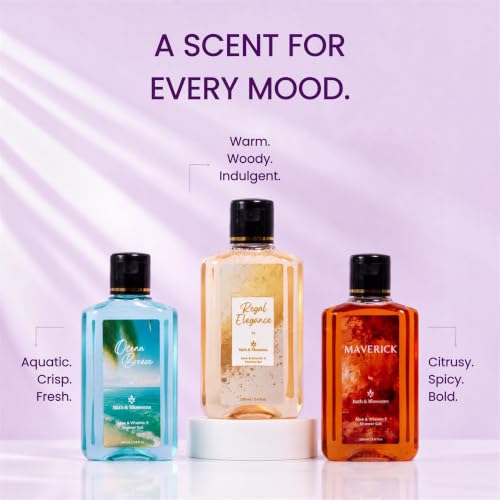 Image of Bath & Blossoms The Complete Trio Set | All Three Signature Shower Gels | Ocean Breeze . Regal Elegance . Maverick | 3 x 100 ml | Aloe Vera & Vitamin E | Vegan & Paraben Free | Premium Body Care