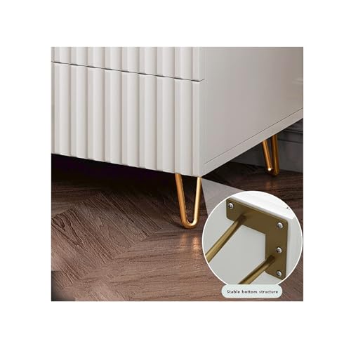 Table de chevet blanche en bois chic avec 2 tiroirs de rangement