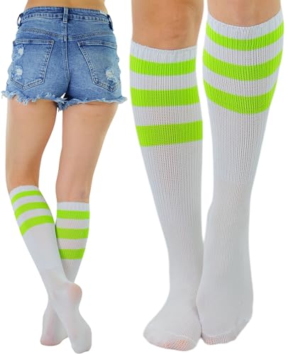 Image of ToBeInStyle Women's Premium Below Knee Athletic Socks w /Contrasting Wide Stripes