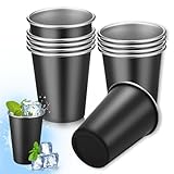 10PCS Vasos de Acero Inoxidable Apilable 500 ml,Taza Termica Frio y Caliente,Prácticos Vasos de Vino de Acero...