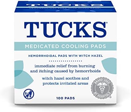 TUCKS Medicated Cooling Pads, 100 Count – Hemorrhoid Pads with Witch Hazel, Cleanses Sensitive Areas, Protects from Irritation, Hemorrhoid Treatment, Medicated Pads Used By Hospitals