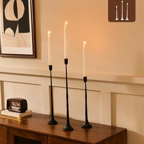 WOLAOJA Iron Black Candlestick Holders Set Cover