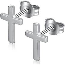 Jiamiaoi Sterling Silver Cross Dangle Earrings - Hypoallergenic Nickel Free Hoop Earrings for Men and Women
