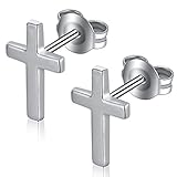 Cross Earrings for Men Women Cross Earrings Silver Cross Stud Earrings Mini Cross Earring Studs Mens