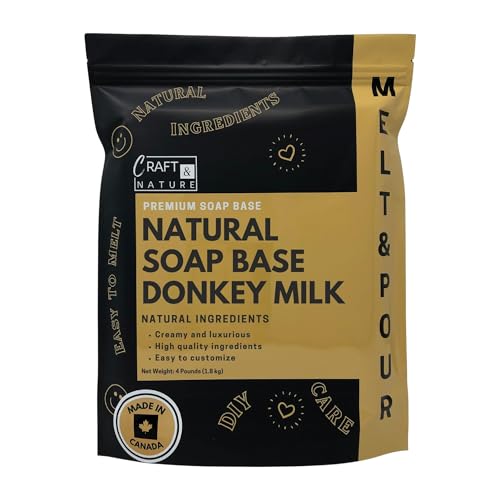 Craft & Nature 4 LB All Natural Unscented Donkey Millk Moisturizing Glycerin Melt And Pour Soap Base for Making