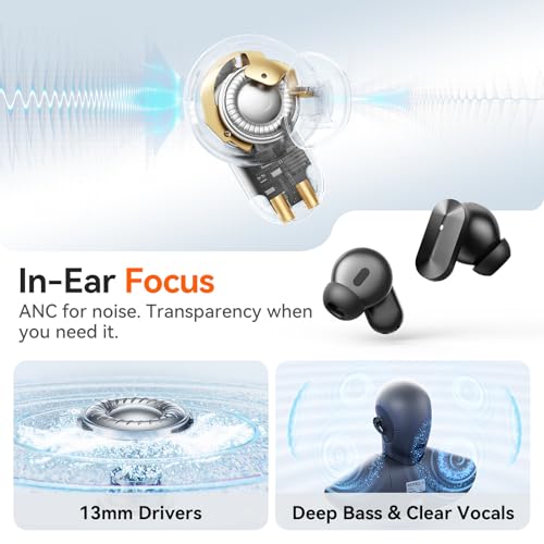 Kinglucky 2-in-1 Wireless Earbuds, in-Ear & Open Ear Clip-On Earbuds Comfortable fit, Bluetooth Headphones 5.4 with Noise Cancelling Mic, Power Swap Charging, Up to 50H, Black — view 4