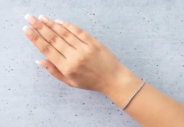 Drizzle Jewels 8.00 Ct Princess Cut Lab Created Diamond Tennis Bracelet, 14K White Gold Finish Sterling Silver 925, All Inches (7.25, White)