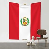 QAZWZML Flagge von Peru, bedruckt, dekorativer Wandteppich, Wanddekoration, Wandteppich, 152,4 x 130,9 cm, geeignet für Wohnzimmer & Schlafzimmer