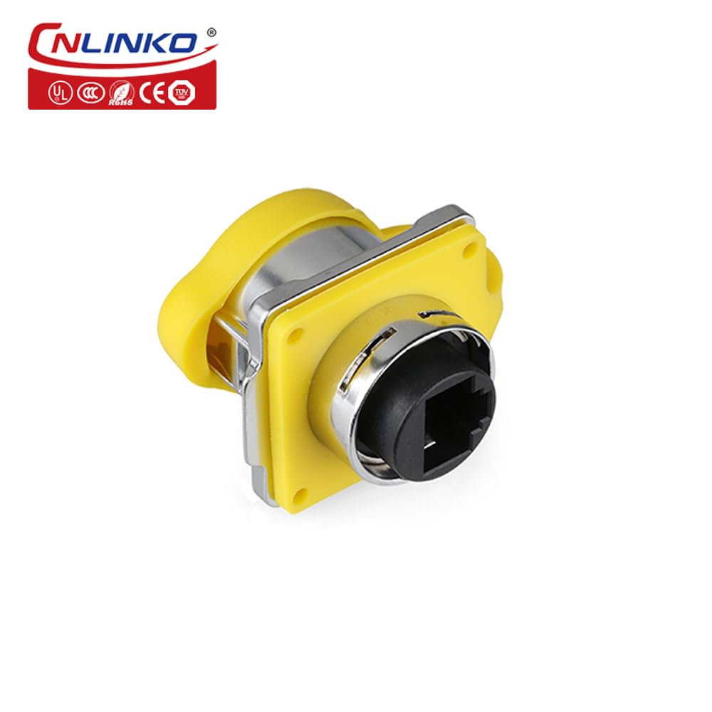CNLINKO LP-24 RJ45 Connectors, 8P8C Dual Port Connector,Circular Connector for Network Connections, Panel Mount Receptacles Socket IP67 Waterproof Connector M24 (RJ45 Set)