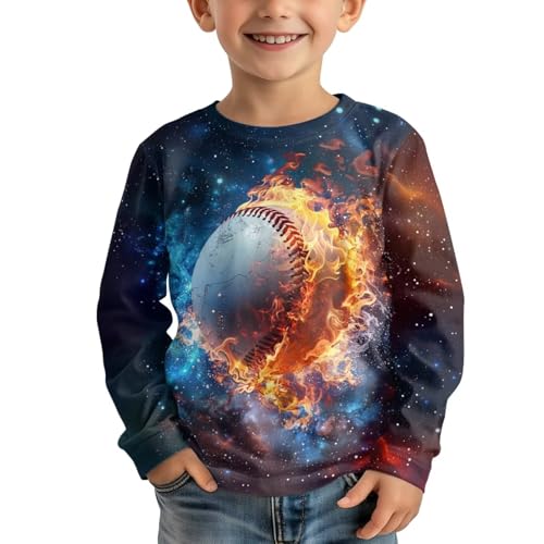 Xpyiqun T Shirts Size 3-16 Years Long Sleeve Graphic Tees for Boys Crewneck Gym Active Tshirts Sportswear Basic Shirt