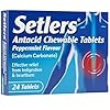 Setlers Antacid Chewable Tablets, Peppermint Flavour, 24 Pack, Contains Calcium Carbonate, Effective Relief from Indigestion and Heartburn, Tackles Acid Reflux