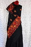  Schultertuch handgestickt aus Wolle, florales Design von Kalima