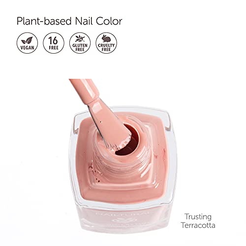 Nailtural Nail Polish - “Trusting Terracotta” Light Brown Color - Cruelty-Free Vegan Plant-Based Nail Polish - Last 7 Days For Long Durability - Sustainable Non-Toxic Formula #TOP1
