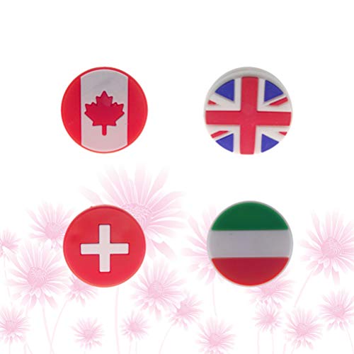 Amortecedor de silicone durável Besportble, 4 peças de amortecedores de tênis com bandeira de tênis