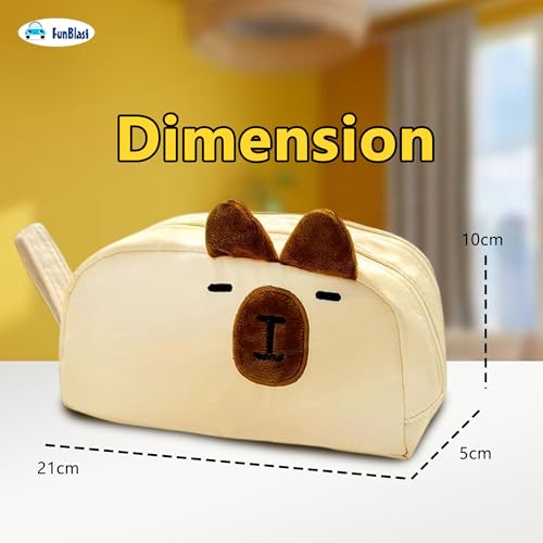 Image of FunBlast Pencil Pouch for Girls - Capybara Pouch for Girl, Multipurpose Zipper Pouch, Aesthetic Pouch for Girl, Kawaii Pencil Case, Cute Pouches for Girls, Return Gift for Kids (Beige)