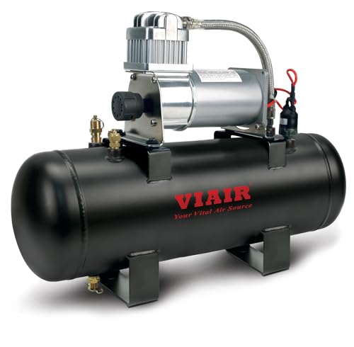 VIAIR 150 PSI High-Flow Air Source Kit | Portable On Board Air Compressor with 2 Gallon Tank for Truck, Air Horns, Suspension, Air Locker, Black by VIAIR - Used condition - US$188.52