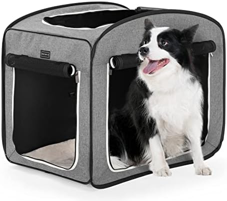 Petsfit Collapsible Dog Travel Crate, Portable Pop Up Dog Crate for Medium Dogs, with Soft Cushion and Carrying Case for Indoor/Outdoor Use