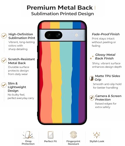Image of Rainbow Design Premium 2D Printed Metal Back Case Cover for Google Pixel 7A 5G