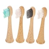 FRCOLOR 4pcs Bamboo Toothbrush Heads Replacements for Electric Toothbrush Gentle Cleaning