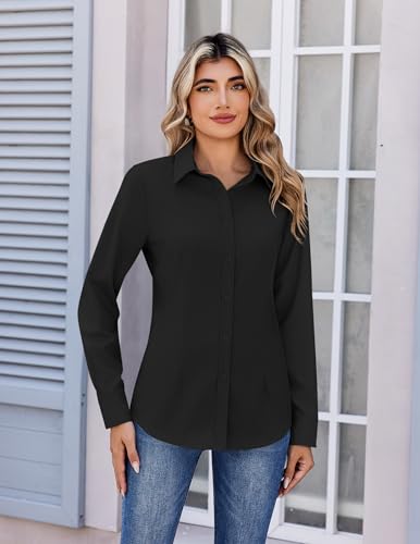 Image of Zeagoo Women's Wrinkle Free Button Down Shirts Long Sleeve Dress Shirts Collared Business Casual Blouses Tops XS-3XL