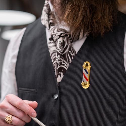 Image of FRCOLOR 10Pcs Creative Barber Shop Light Brooch Pin Vintage Barber Shop Charms Golden Silver Plating Alloy Lapel Pins for Men Women Clothing Decoration